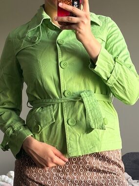 Talbots Lime Green Trench-Style Jacket with Belt